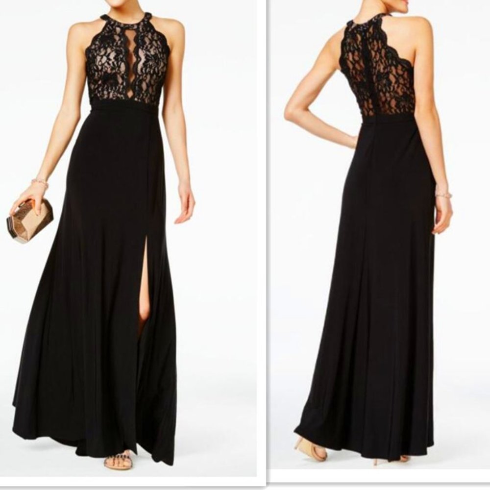 Morgan & Co Lace & Nude Maxi Gown/Long Dress/ Part